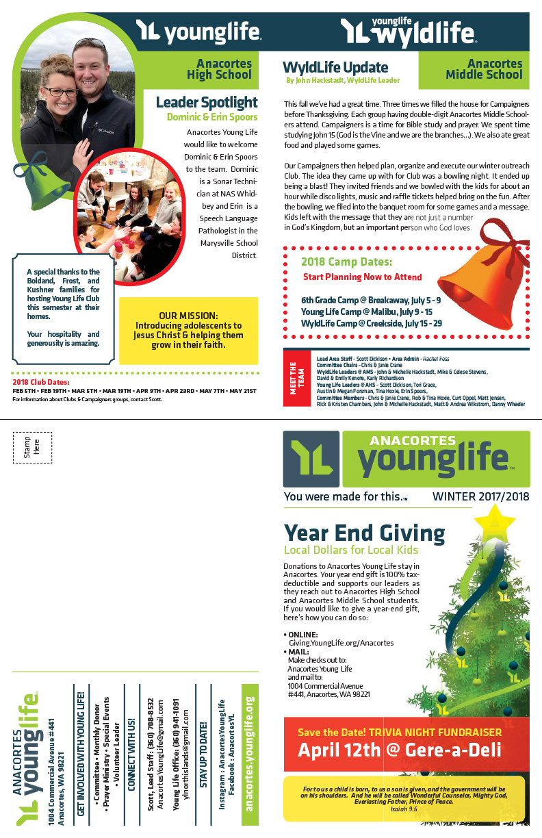 Young Life - Anacortes - Winter 2017-18 Newsletter